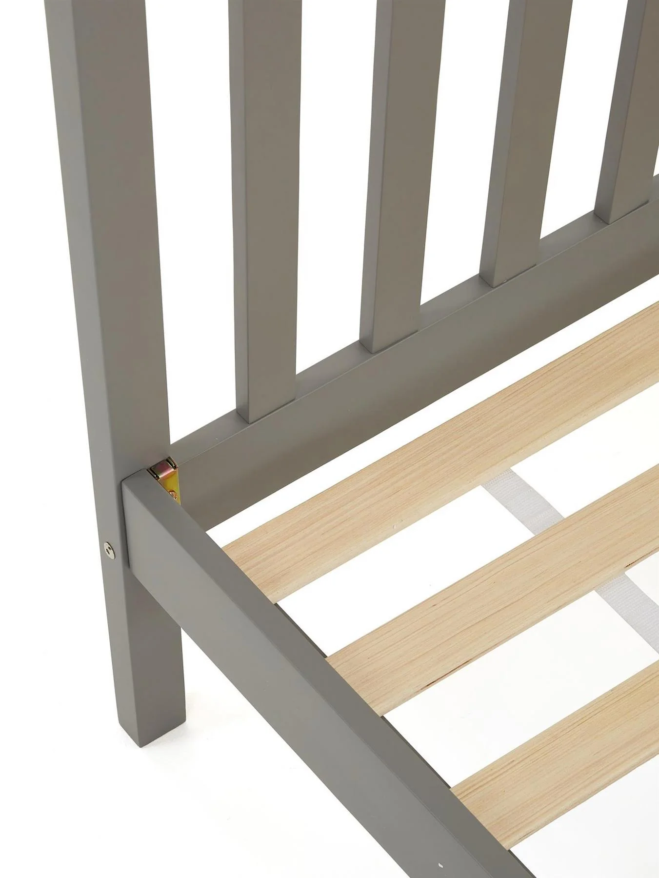 Dawson Wooden Bed Frame Grey Small Double Pine Slatted Headboard - Image 4