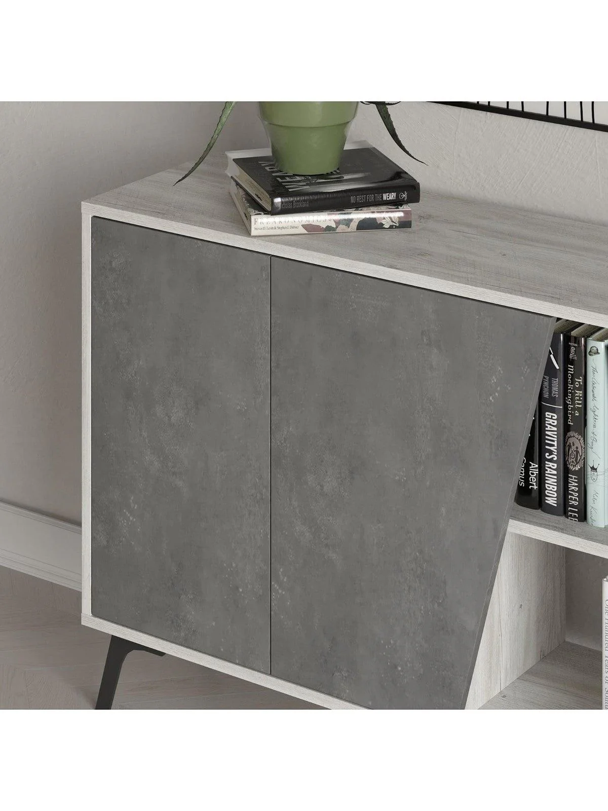 Decortie Fiona Large Sideboard White & Grey | 4 Doors | Hallway & Living Room - Image 3