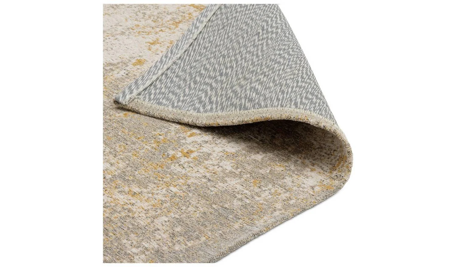 Distressed Abstract Gold Flatweave Rug - 170x120cm - Image 3