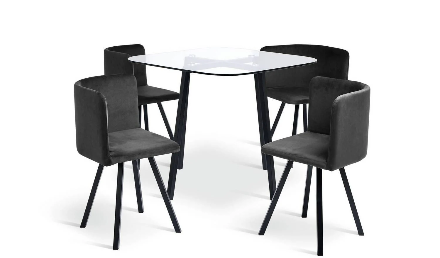 Elsie Black Dining Table & 4 Charcoal Chairs Modern Kitchen Furniture Set
