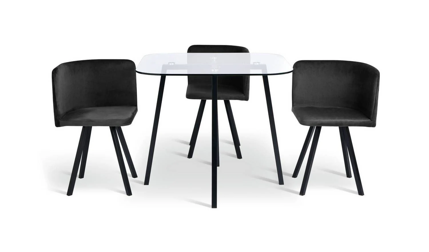 Elsie Black Dining Table & 4 Charcoal Chairs Modern Kitchen Furniture Set - Image 4