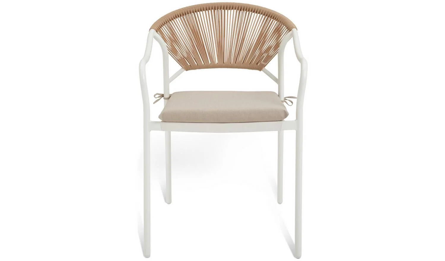 Elvas Set of 2 Rattan Effect Garden Chair Natural Metal Frame - Image 4