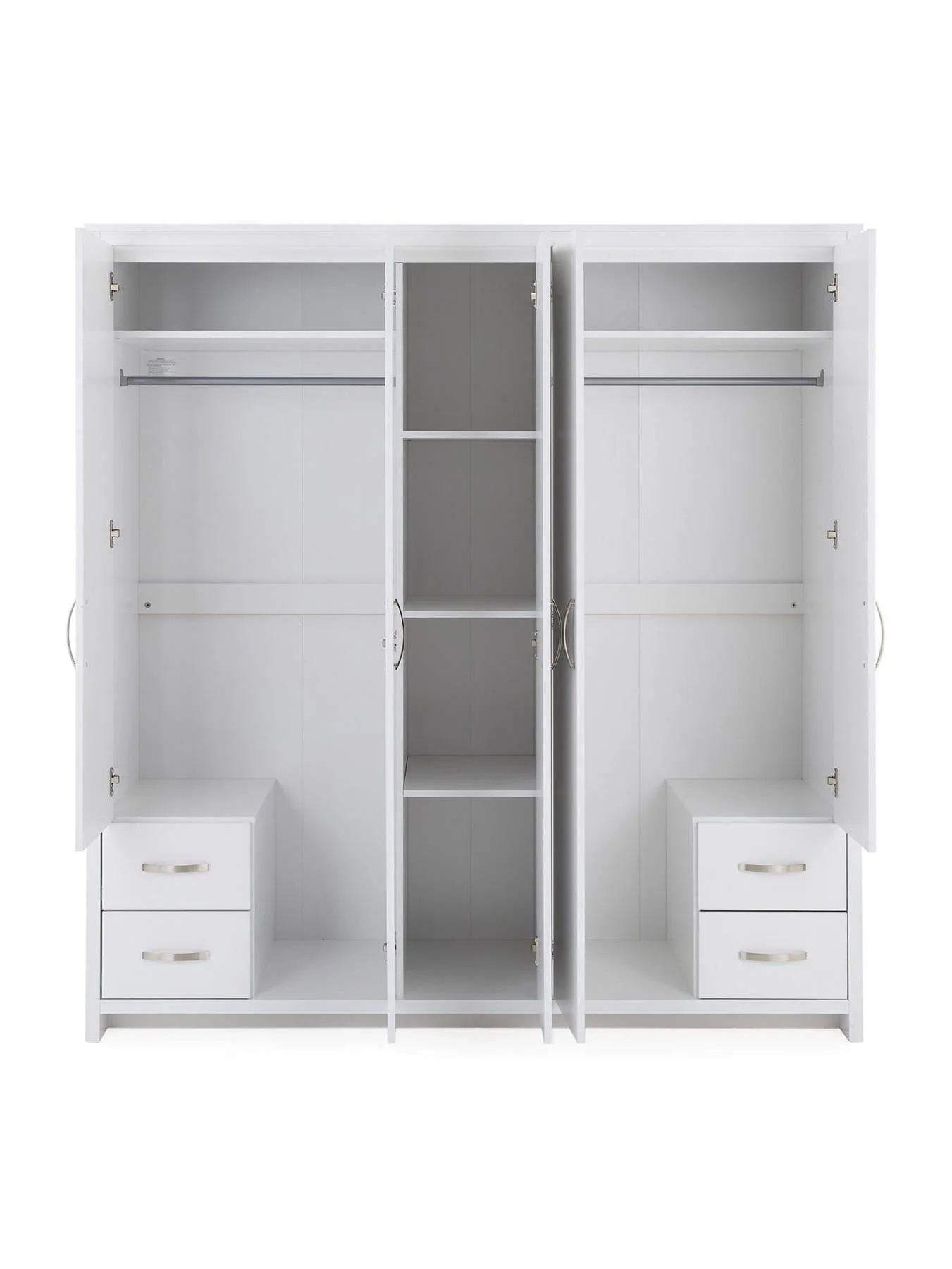 Ely 5 Door 4 Drawer Wardrobe White Storage Organiser Bedroom Furniture - Image 4