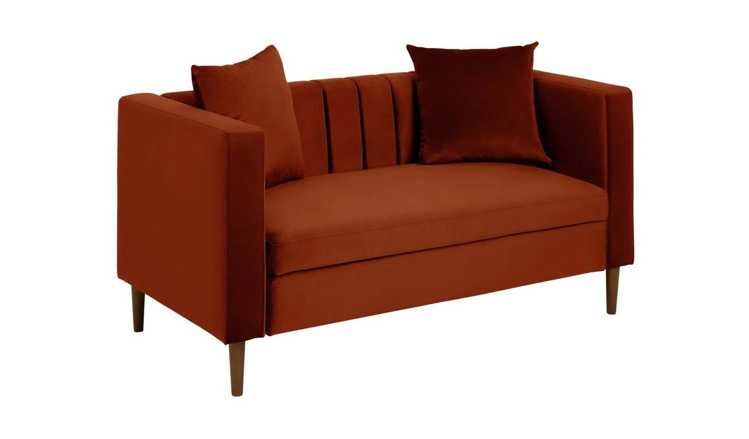 Everly Velvet 2 Seater Sofa Burnt Orange Compact Living Room - Image 4