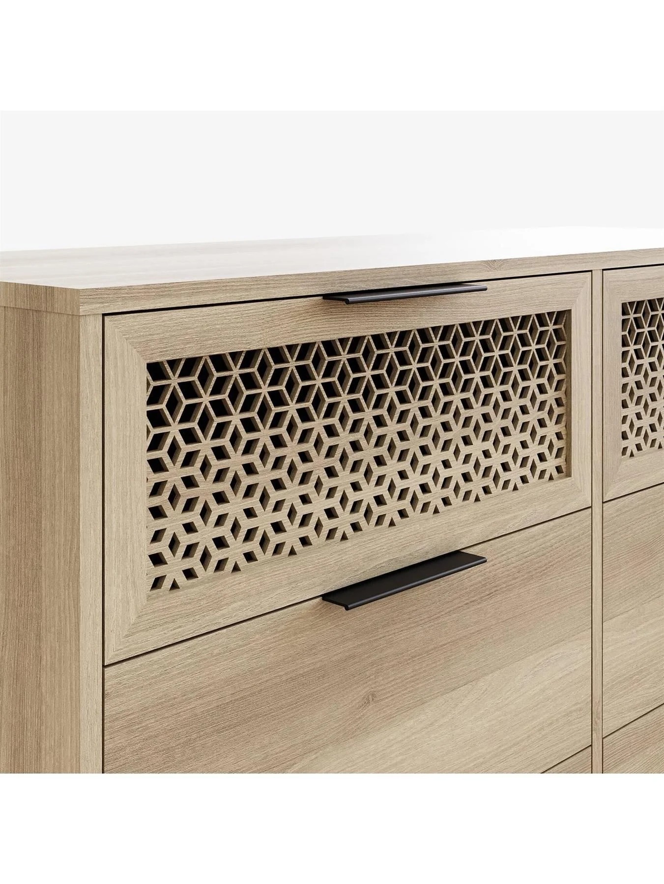 Ezra 3+3 Drawer Chest Oak Storage Organiser Bedroom Furniture - Image 6