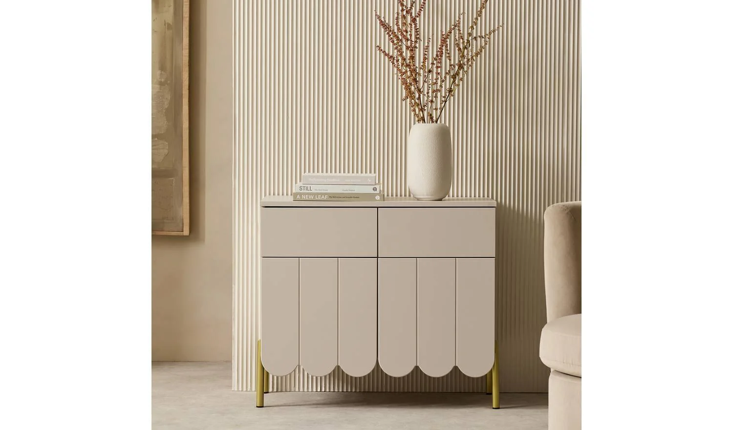 Fala 2 Door 2 Drawer Sideboard Natural Storage Cabinet Living Room - Image 2