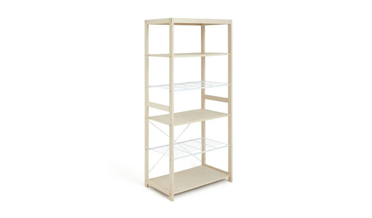 Flicka Open 5 Shelf Wardrobe Pine Storage Organiser Bedroom Furniture - Image 4