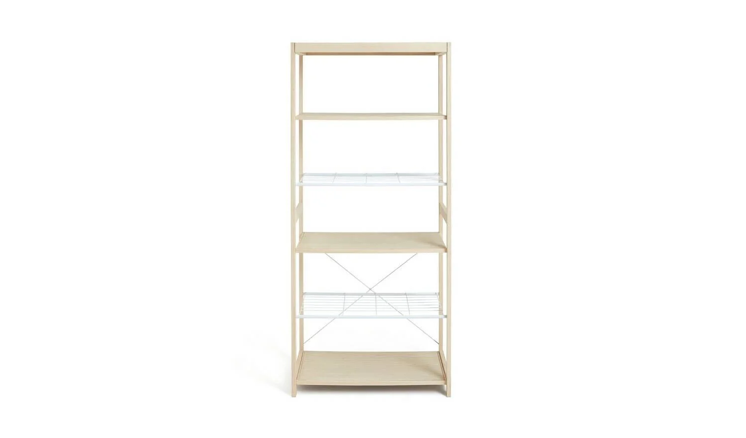 Flicka Open 5 Shelf Wardrobe Pine Storage Organiser Bedroom Furniture - Image 5