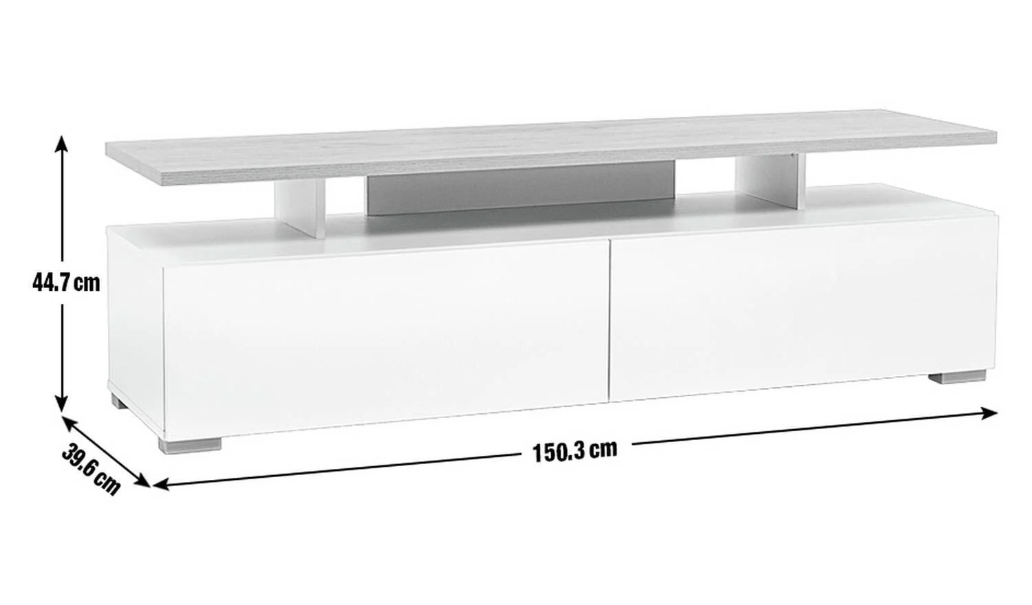 Floating Top TV Unit White & Oak Easy Installation Durable - Image 10