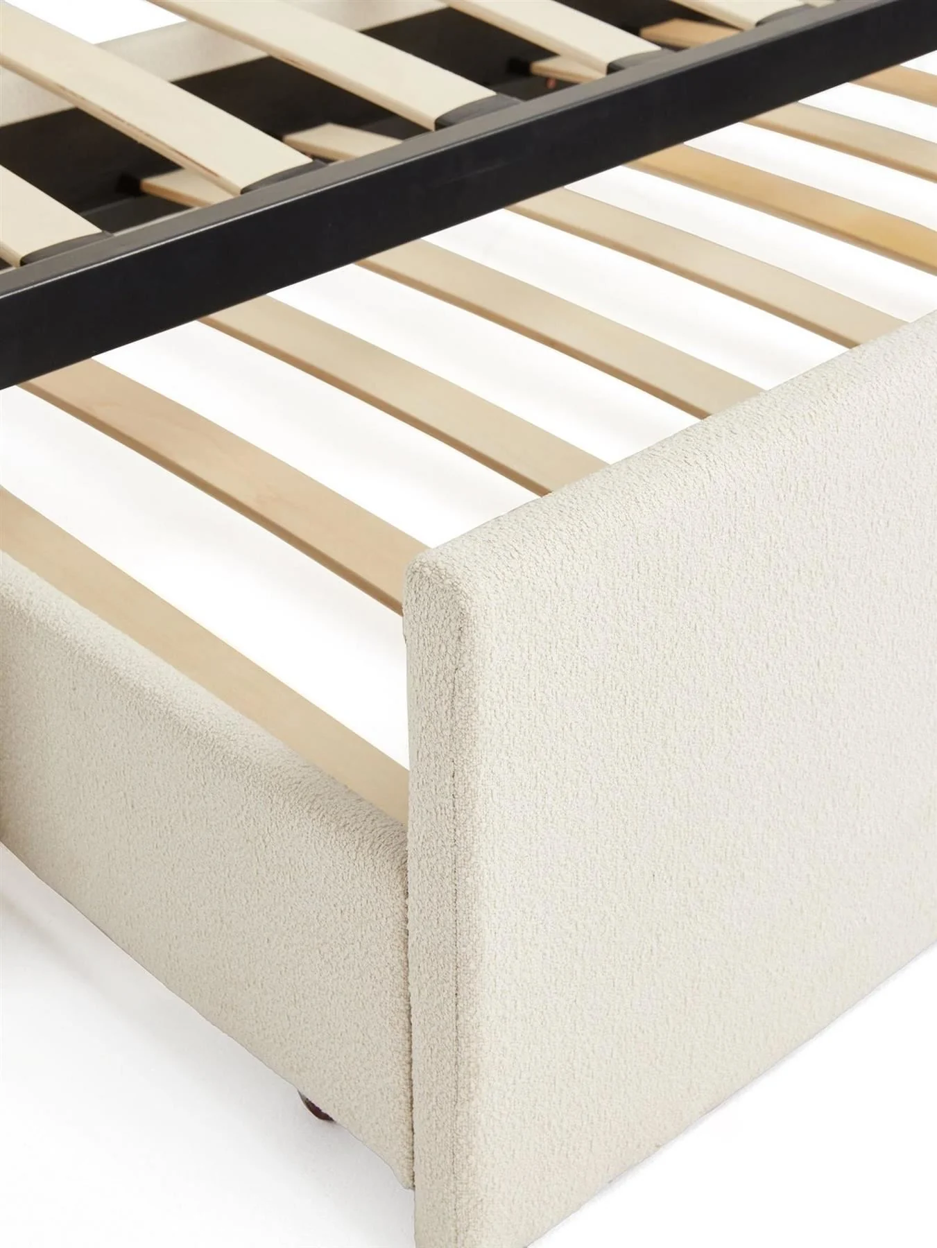 Floren Boucle Day Bed With Low Level Trundle Natural Modern Fabric - Image 5