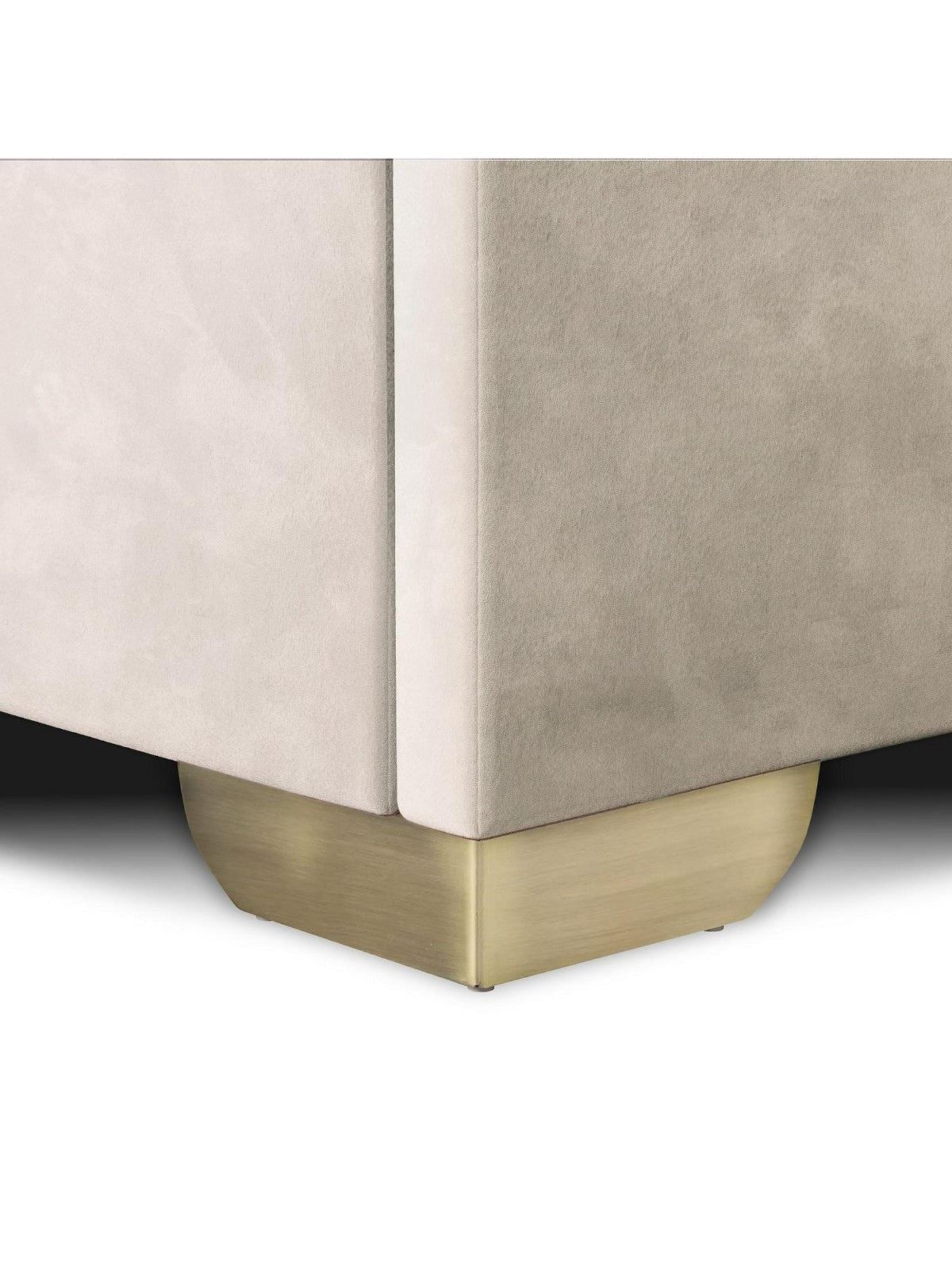 Franklin Velvet Lift Up Ottoman Bed Double Natural Buttoned Headboard - Image 6