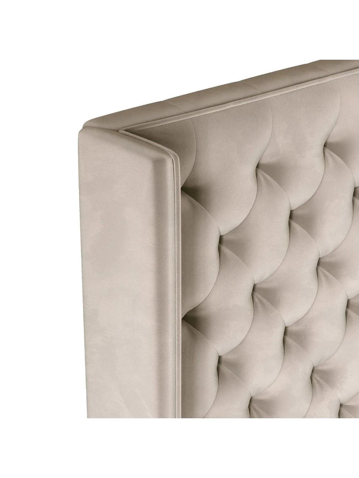 Franklin Velvet Lift Up Ottoman Bed Double Natural Buttoned Headboard - Image 7