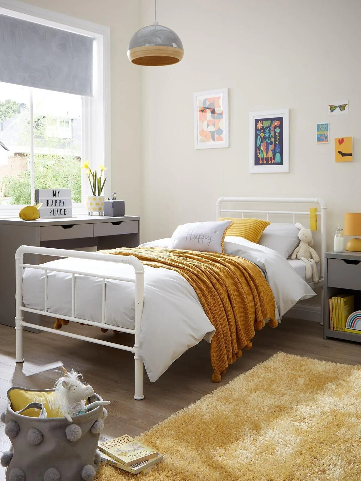 Freddie Children's Metal Single Bed Frame White Stylish and Durable Bed
