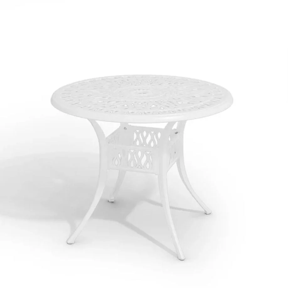 Garden Bistro Table Round White Weather Resistant For Garden UK