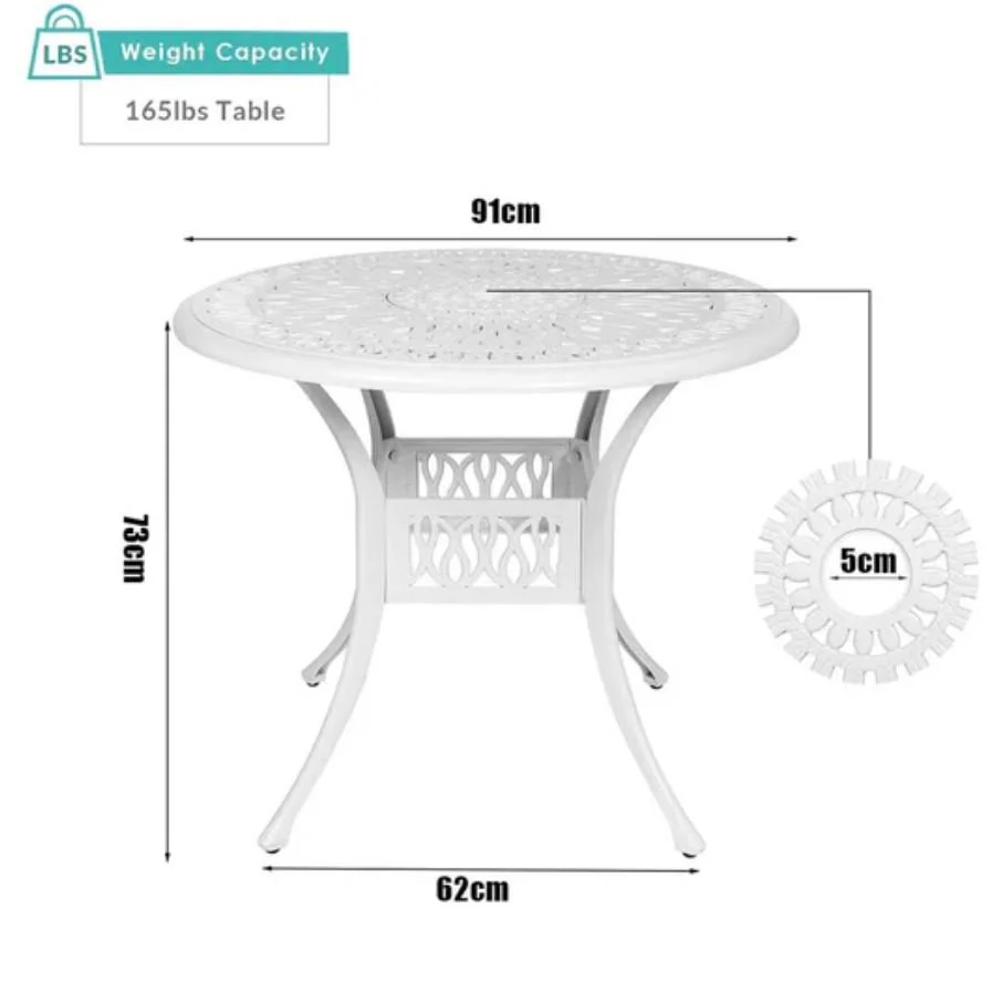 Garden Bistro Table Round White Weather Resistant For Garden UK - Image 3