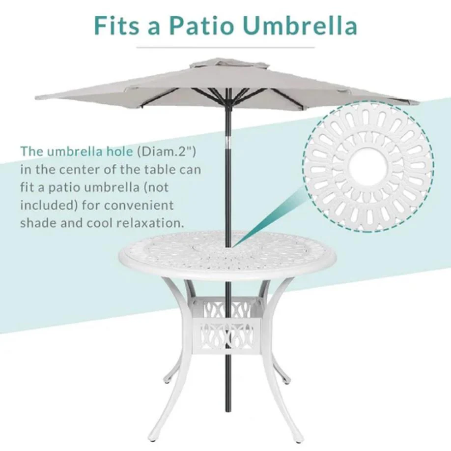 Garden Bistro Table Round White Weather Resistant For Garden UK - Image 4