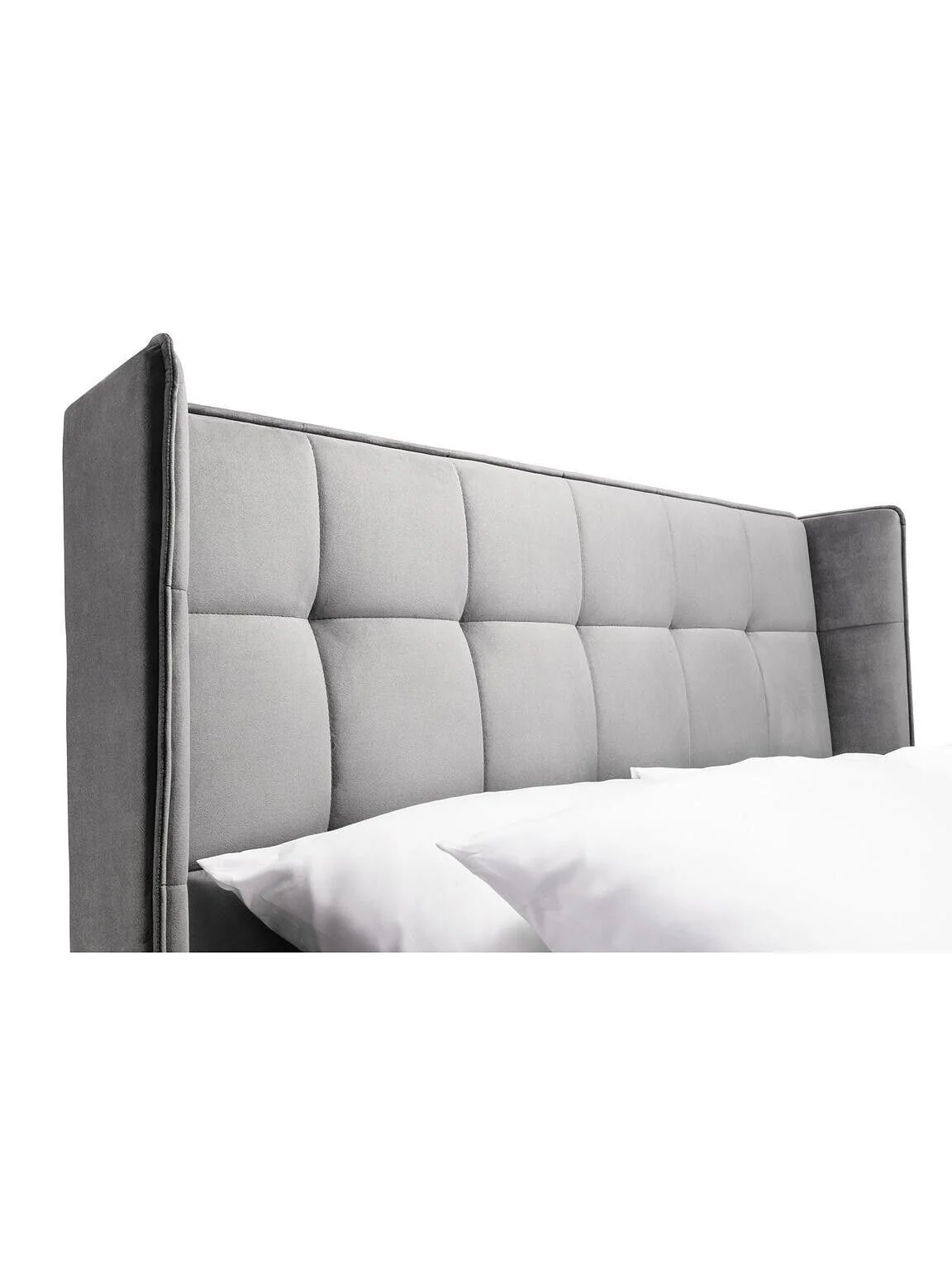Gatsby Velvet King Size Bed Lift up With Storage In Light Grey Modern Bedroom - Image 5