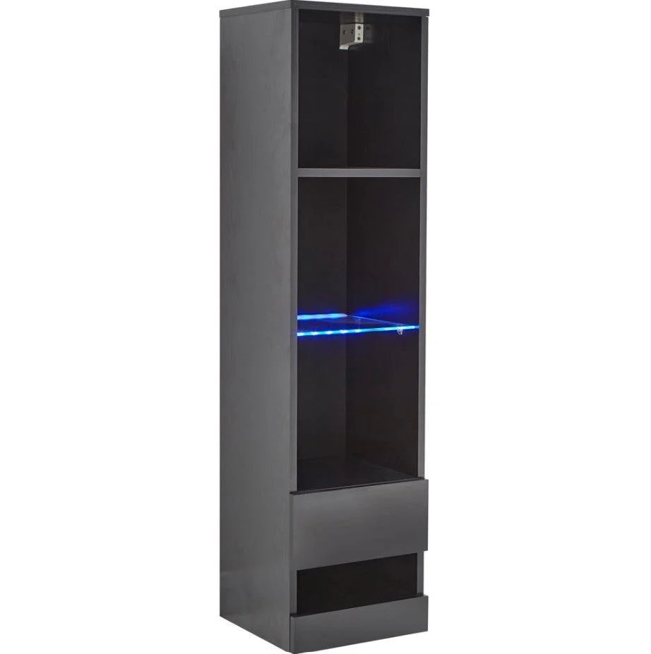 GFW Galicia 4 Shelf Wall Mounted Tall LED Shelving Unit Black - Image 2