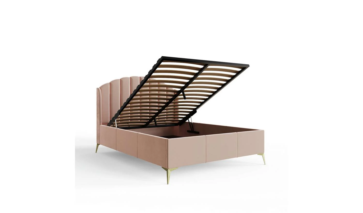 GFW Pettine End Lift Ottoman Bed Blush Pink Double Size Bedroom Storage - Image 6