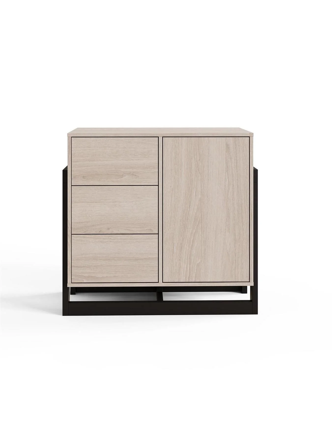 GFW Tait 1 Door 3 Drawer Sideboard Oak Storage Cabinet Living Room - Image 4