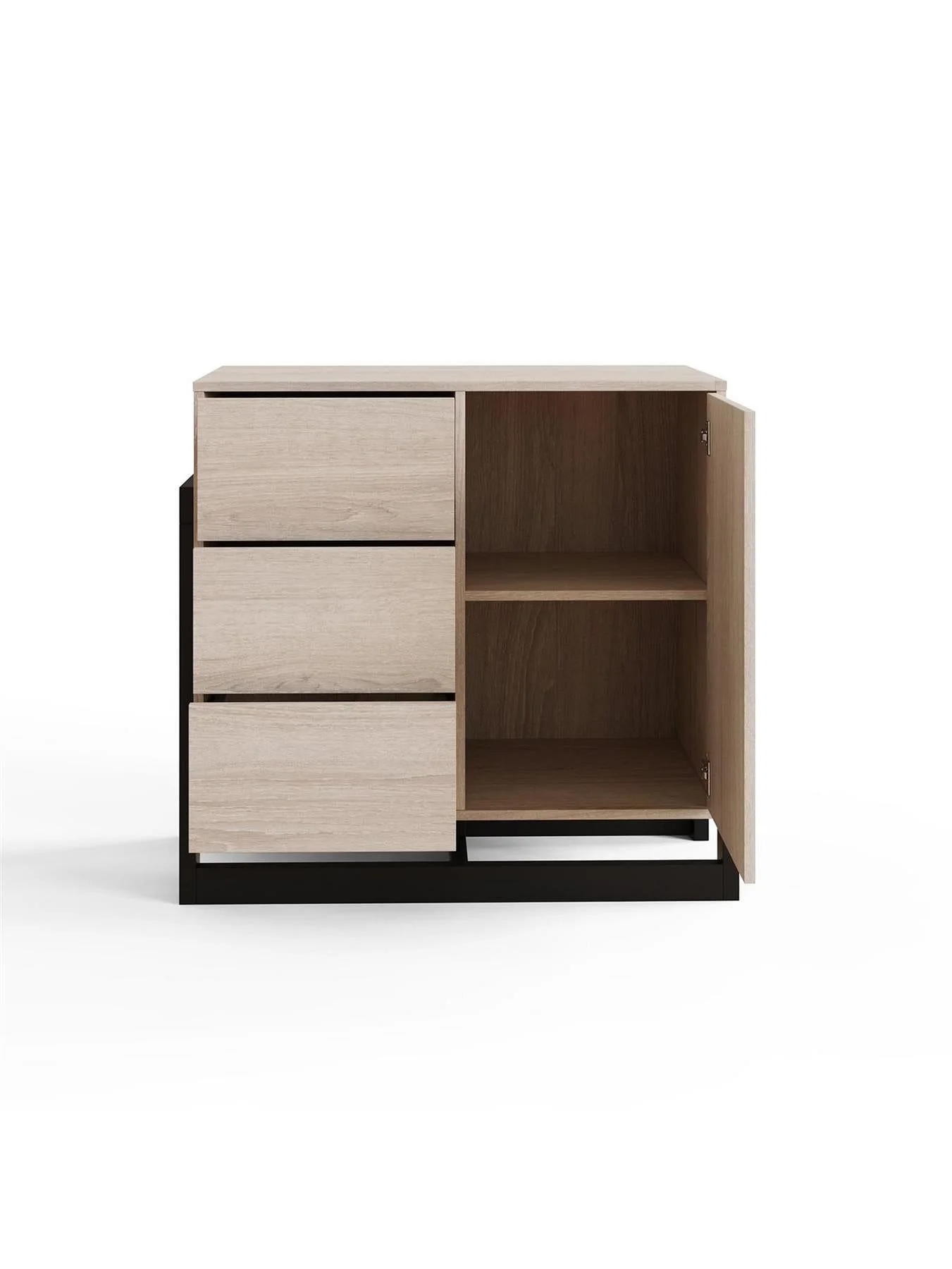 GFW Tait 1 Door 3 Drawer Sideboard Oak Storage Cabinet Living Room - Image 6