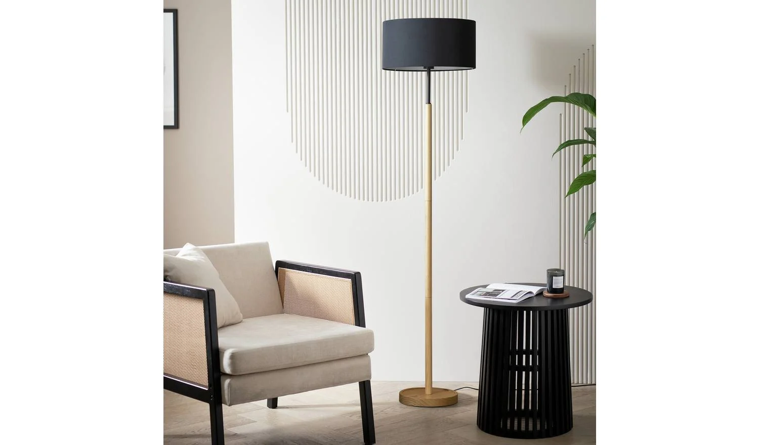 Gloss Stick Floor Lamp Grey Modern Reading Light Living Room - Image 3