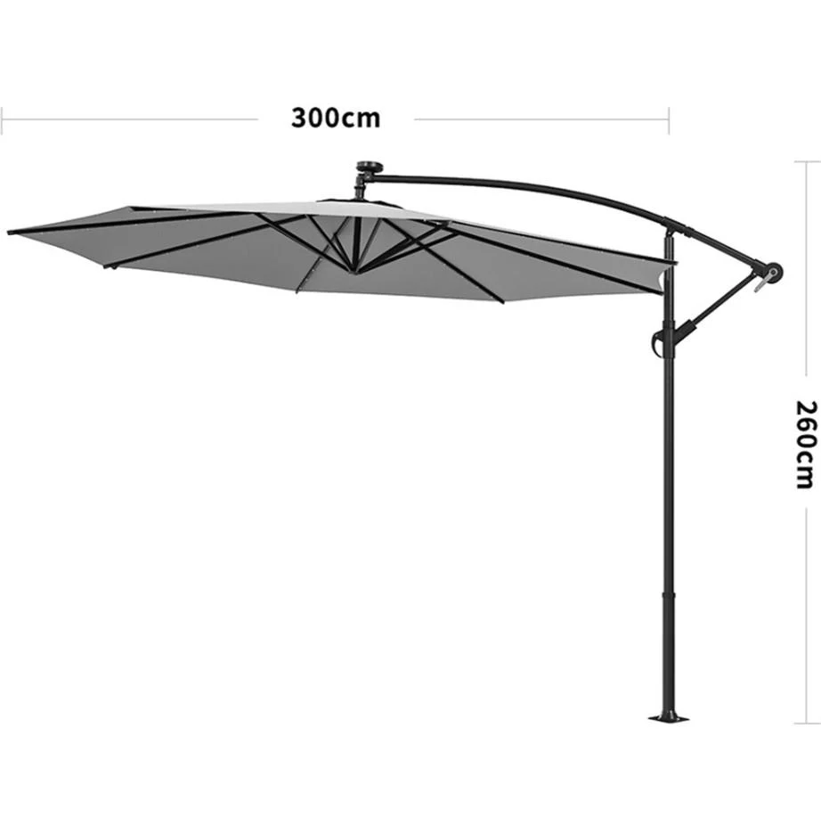 Grey Parasol 32 LED Crank And Lift Garden Umbrella UK - Image 6