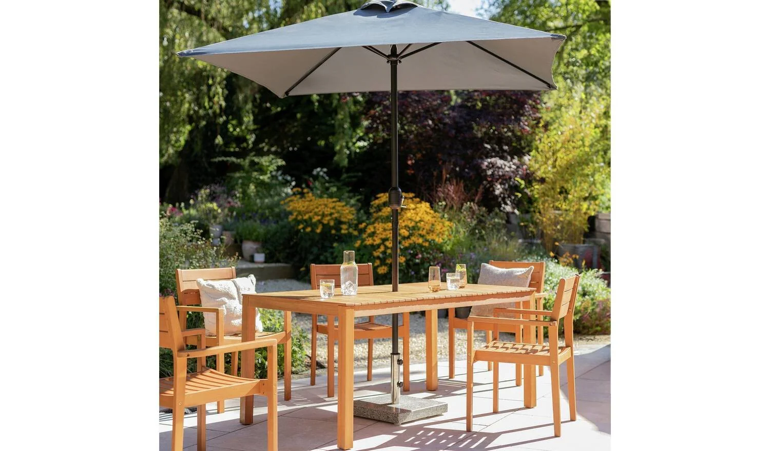 2m Square Garden Parasol Grey Outdoor Patio Umbrella Sun Shade - Image 3