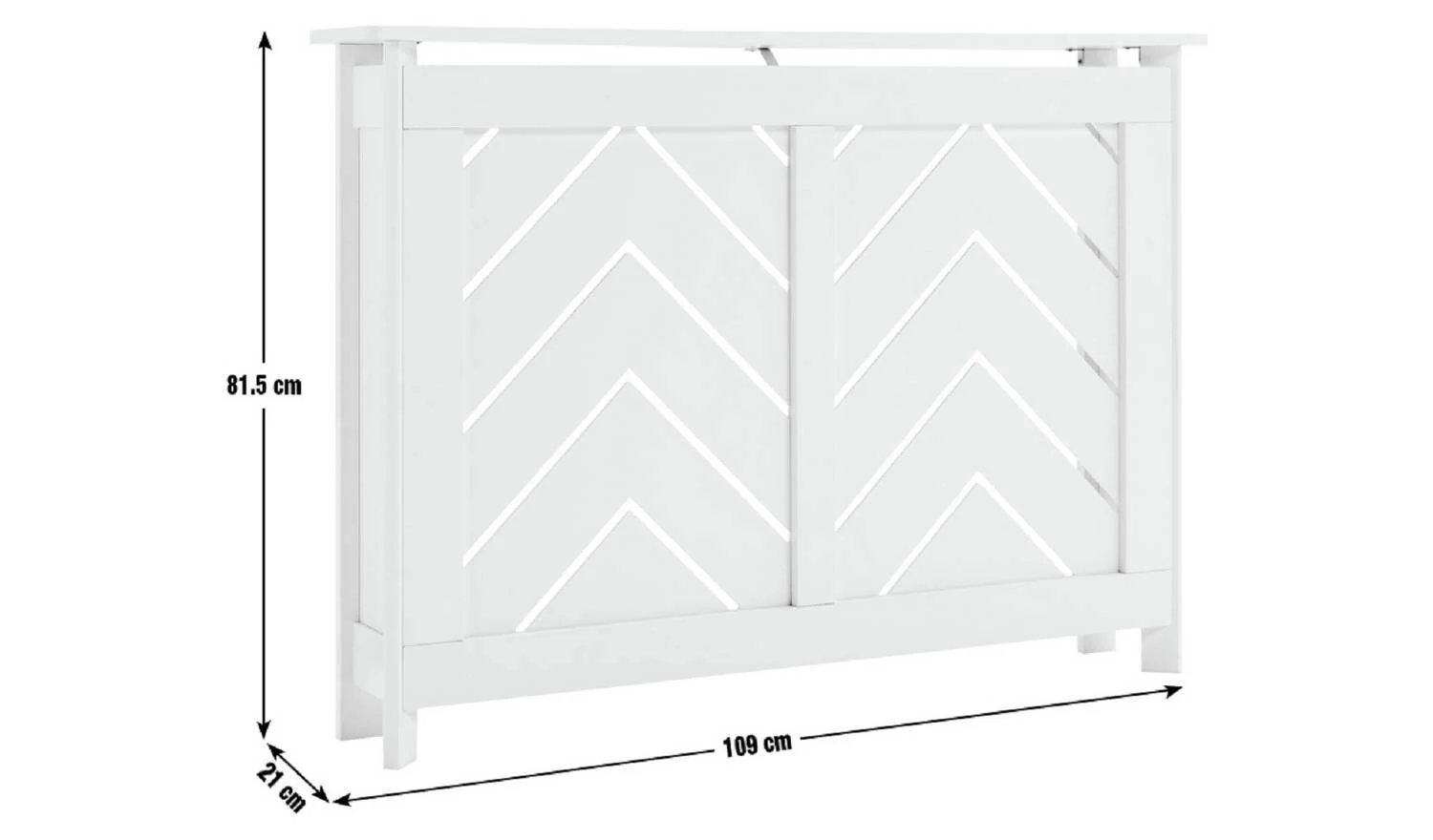 Chevron Small Radiator Cover White Modern Home Heating Cabinet Furniture - Image 4