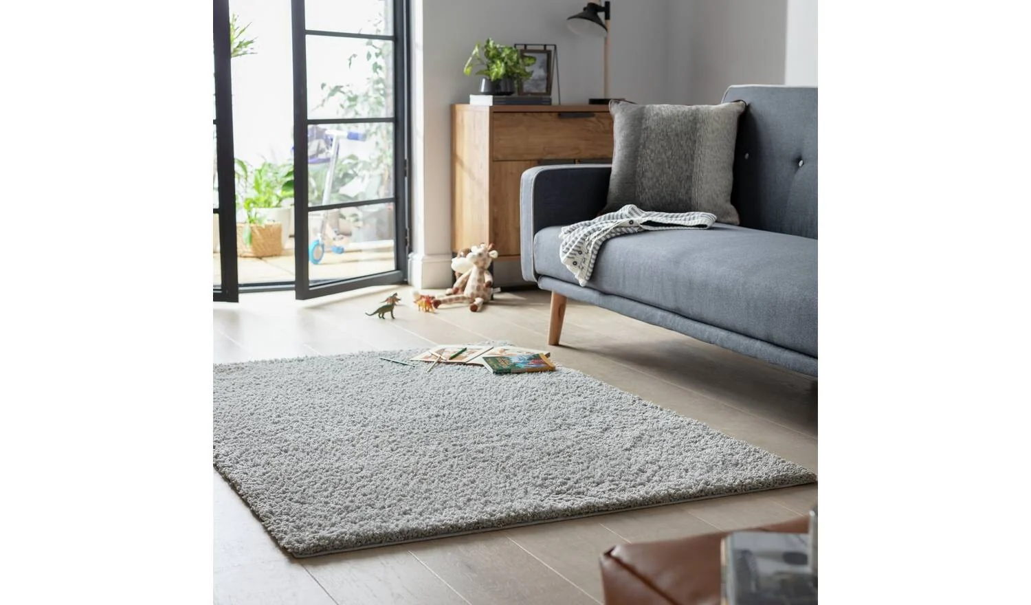 Cosy Grey Shaggy Rug 290x200cm Large Living Room Bedroom Floor - Image 2
