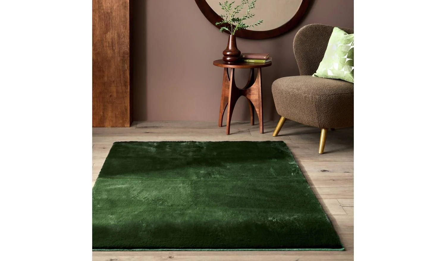 Habitat Cosy Soft Moss Green Short Pile Rug - 170x120cm
