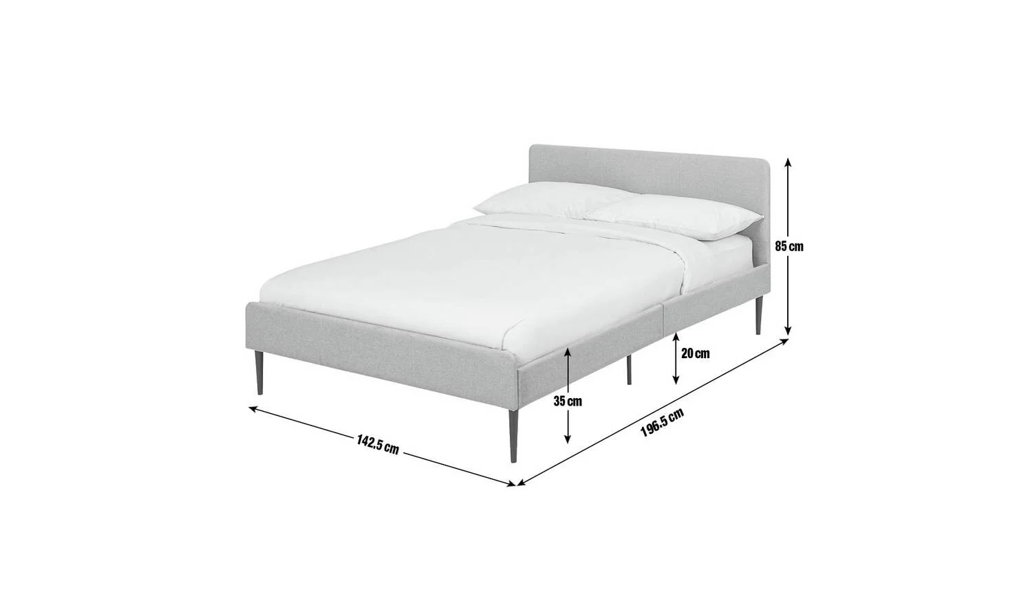 Kristopher Double Fabric Bed Frame Grey Modern Bedroom Furniture - Image 2