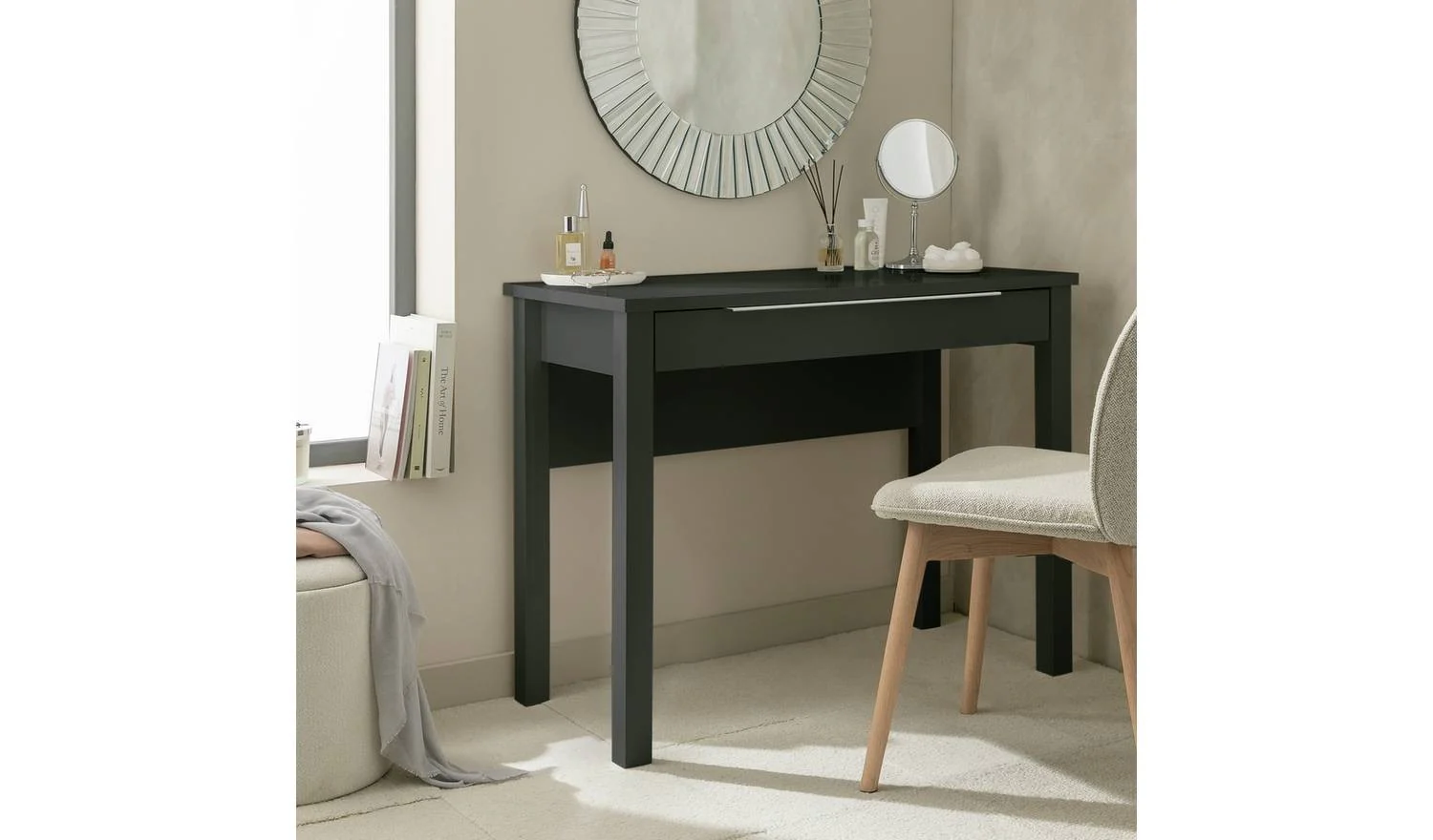 Hallingford 1 Drawer Dressing Table Anthracite Compact Design - Image 2