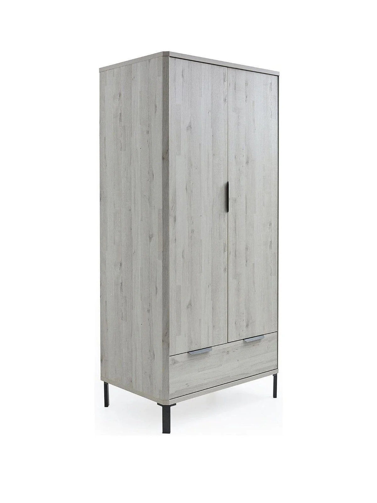 Harlem 2 Door 1 Drawer Wardrobe Grey Oak Effect Stylish Bedroom Storage - Image 3