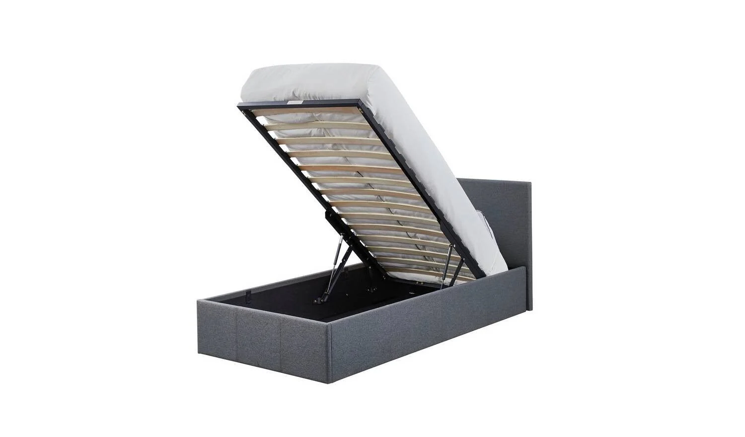 Heathdon Single End Lift Ottoman Bed Grey Modern Bedroom Storage