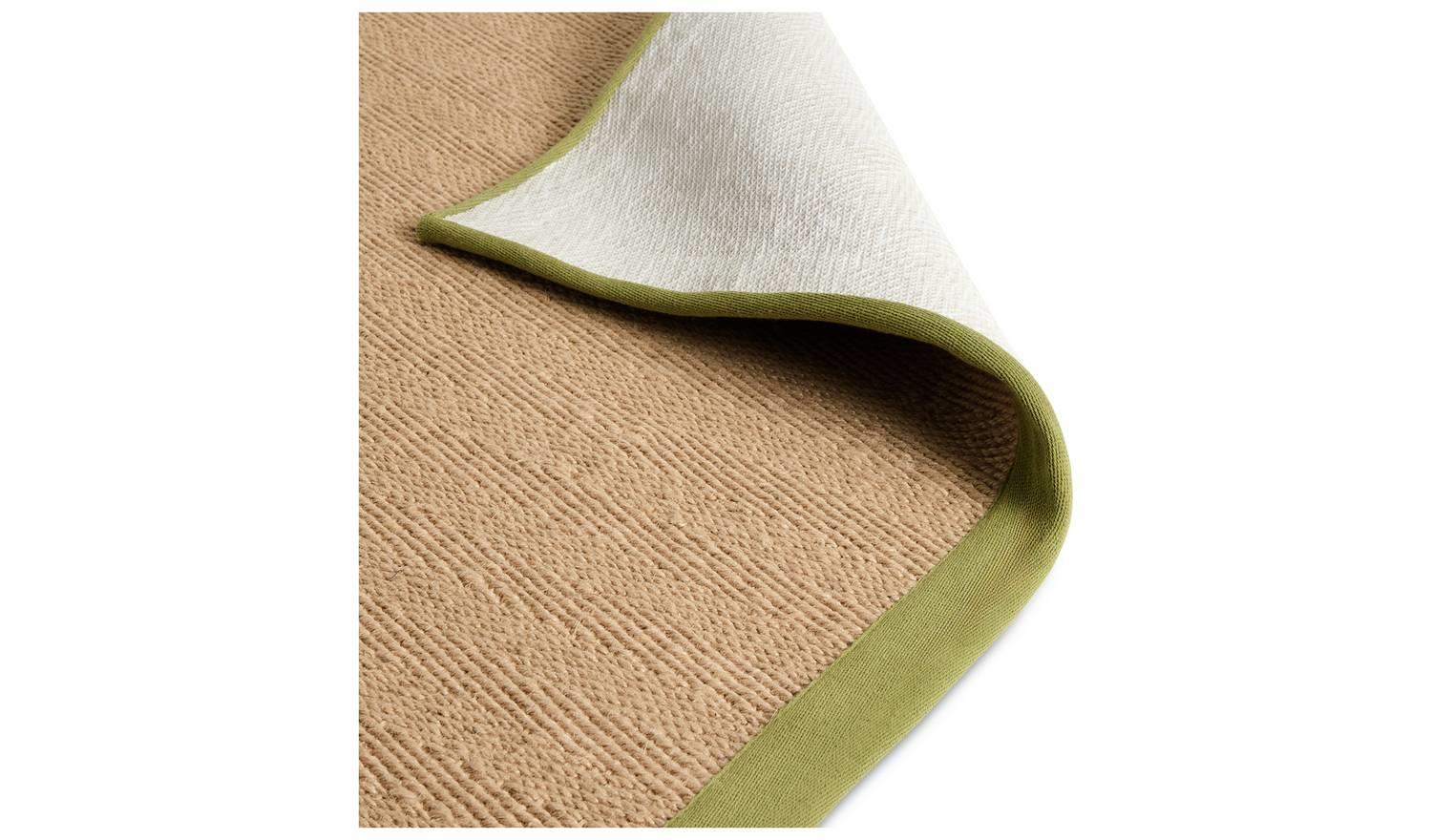 Herringbone Khaki Border Jute Rug 160x230cm Natural Living Room Floor - Image 2