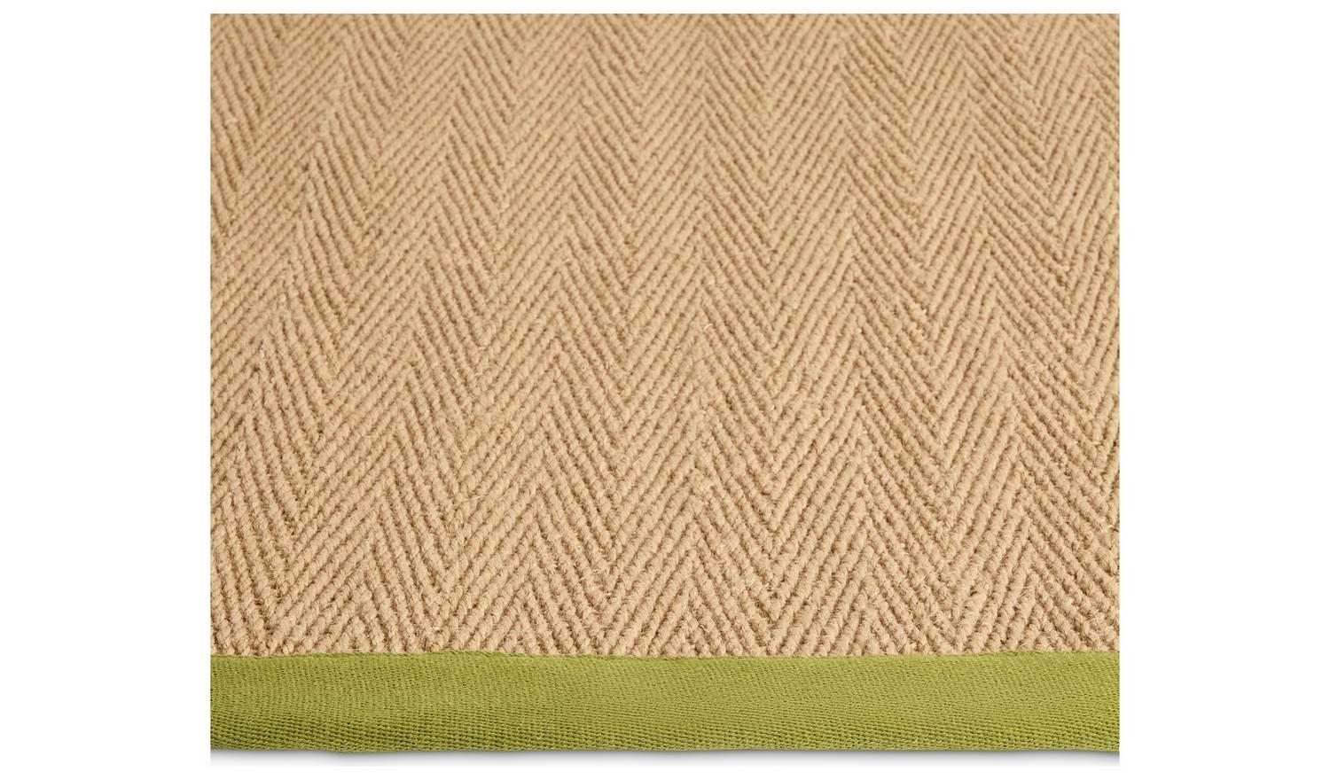 Herringbone Khaki Border Jute Rug 160x230cm Natural Living Room Floor - Image 4