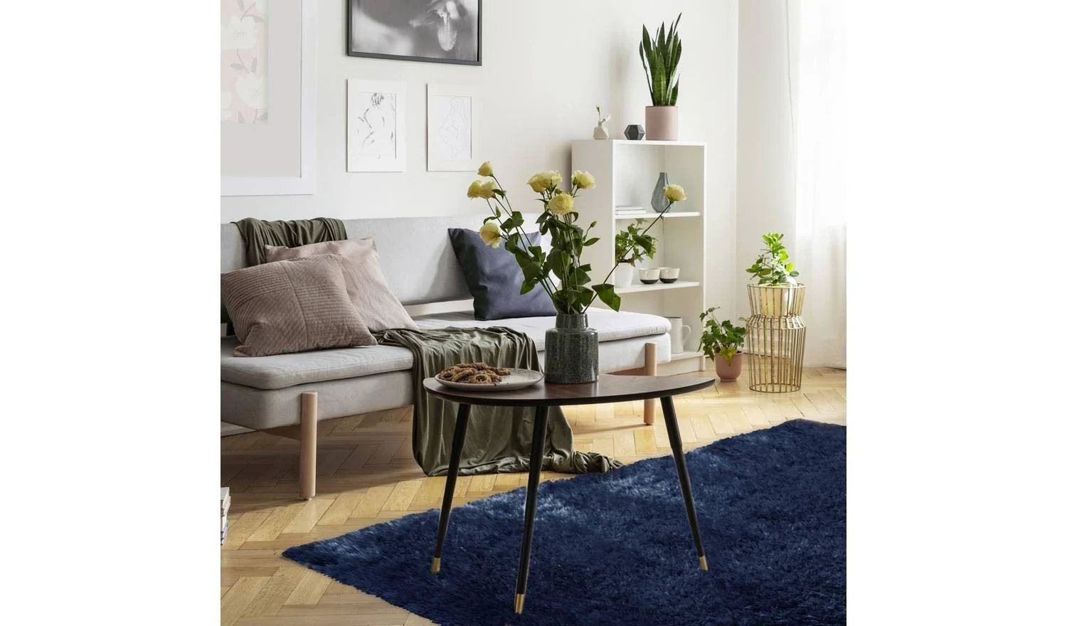 Homemaker Supersoft Plain Navy Shaggy Rug 80x150cm Living Room Floor - Image 2