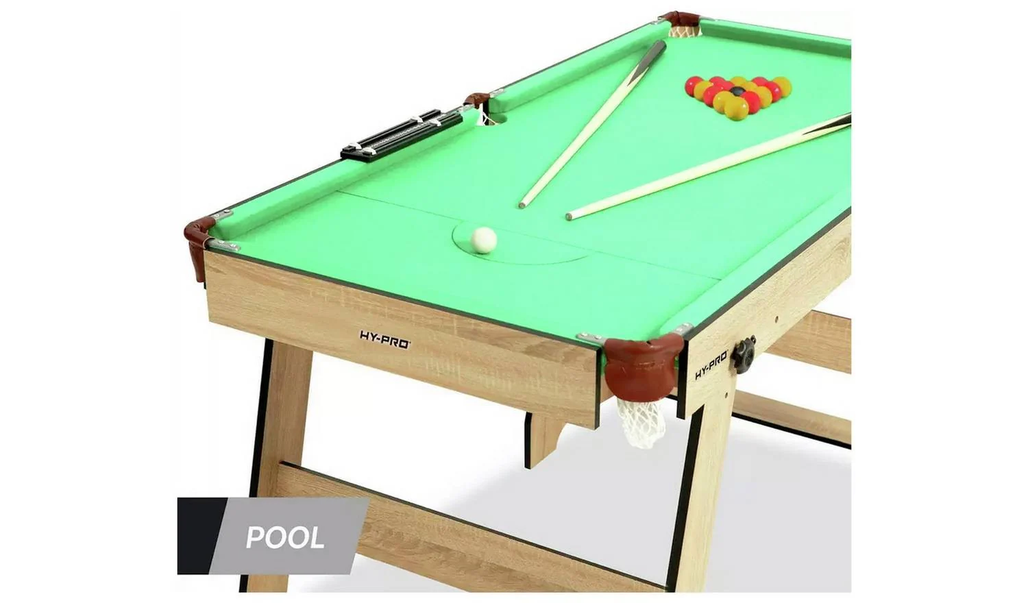 Hy-Pro 6ft Folding Snooker and Pool Table Oak Indoor Games Sports Fun - Image 3