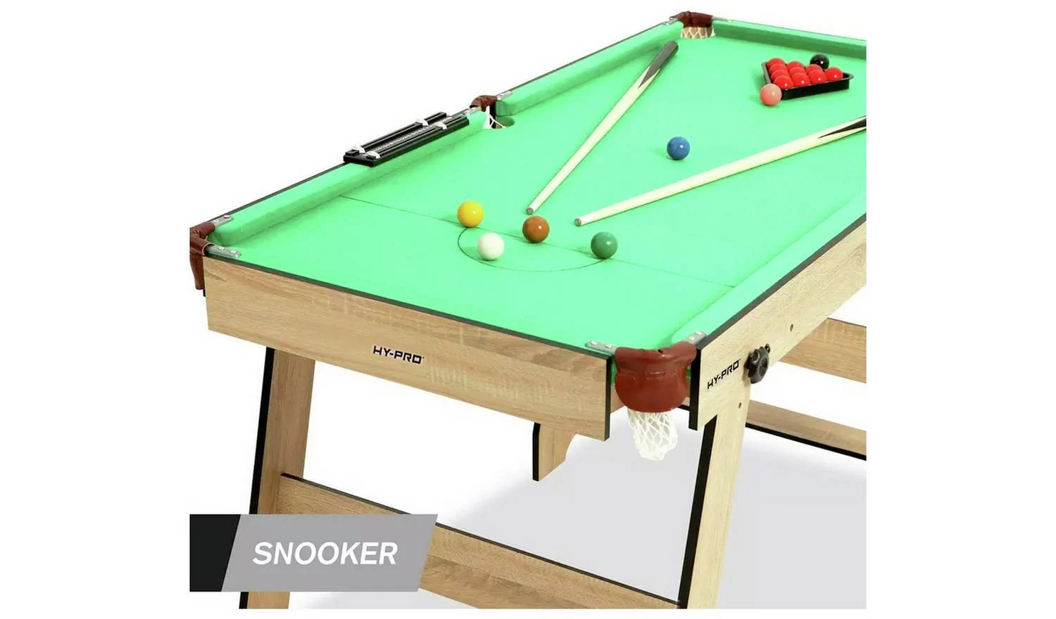 Hy-Pro 6ft Folding Snooker and Pool Table Oak Indoor Games Sports Fun - Image 4
