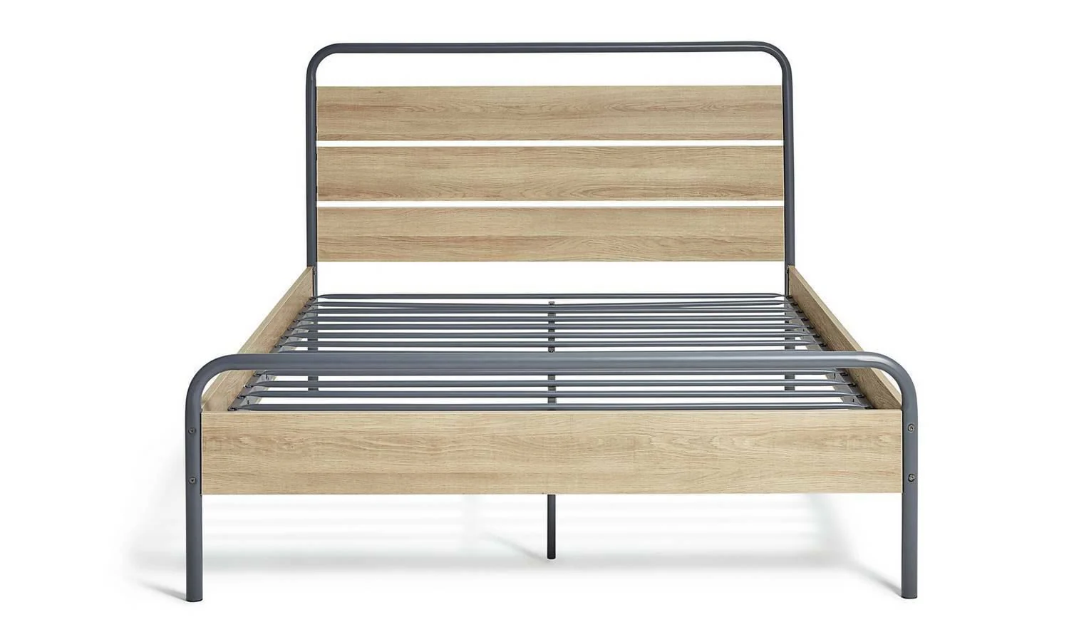 Industrial Double Bed Frame Grey Sturdy and Stylish Bedroom Furniture for Adults - Image 3