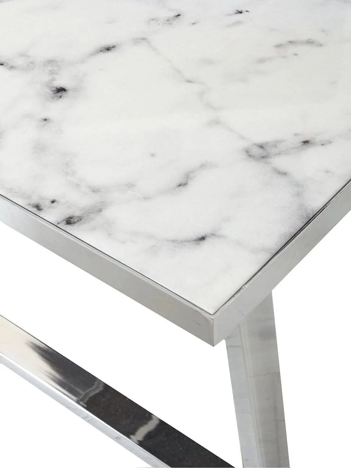 Ivy Marble Effect 161 cm Rectangle Dining Table + 6 Chairs - Marble/Chrome - Image 5