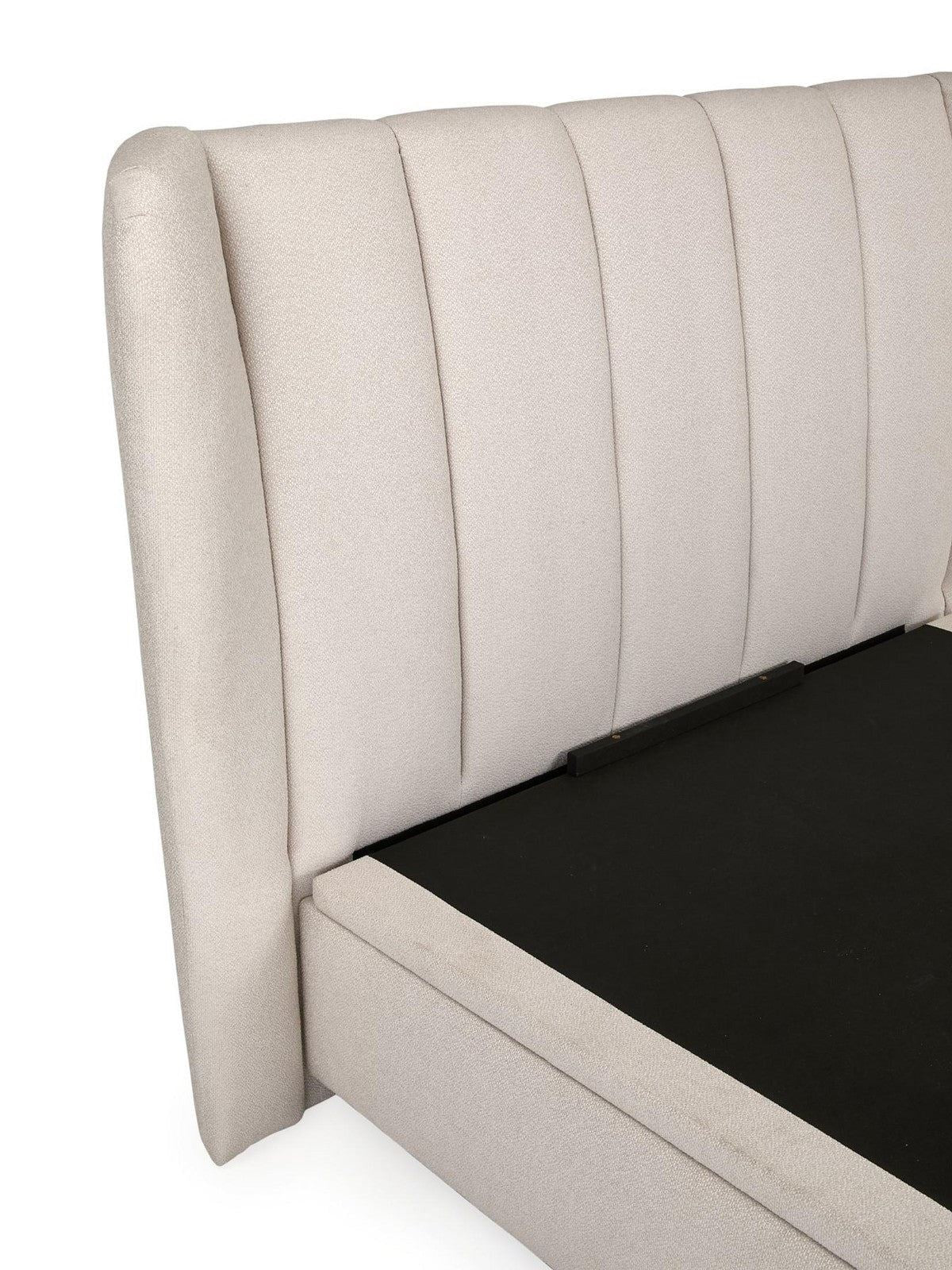 Jasper Lift Up Storage Double Bed Ivory | Winged Headboard | Ottoman Base - Image 4
