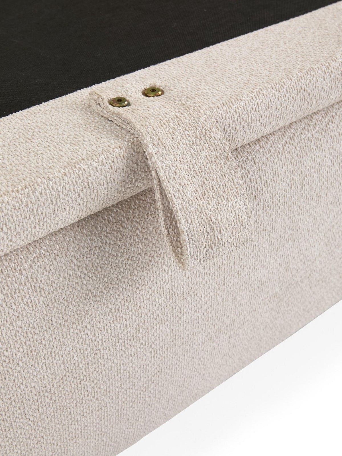 Jasper Lift Up Storage Double Bed Ivory | Winged Headboard | Ottoman Base - Image 5