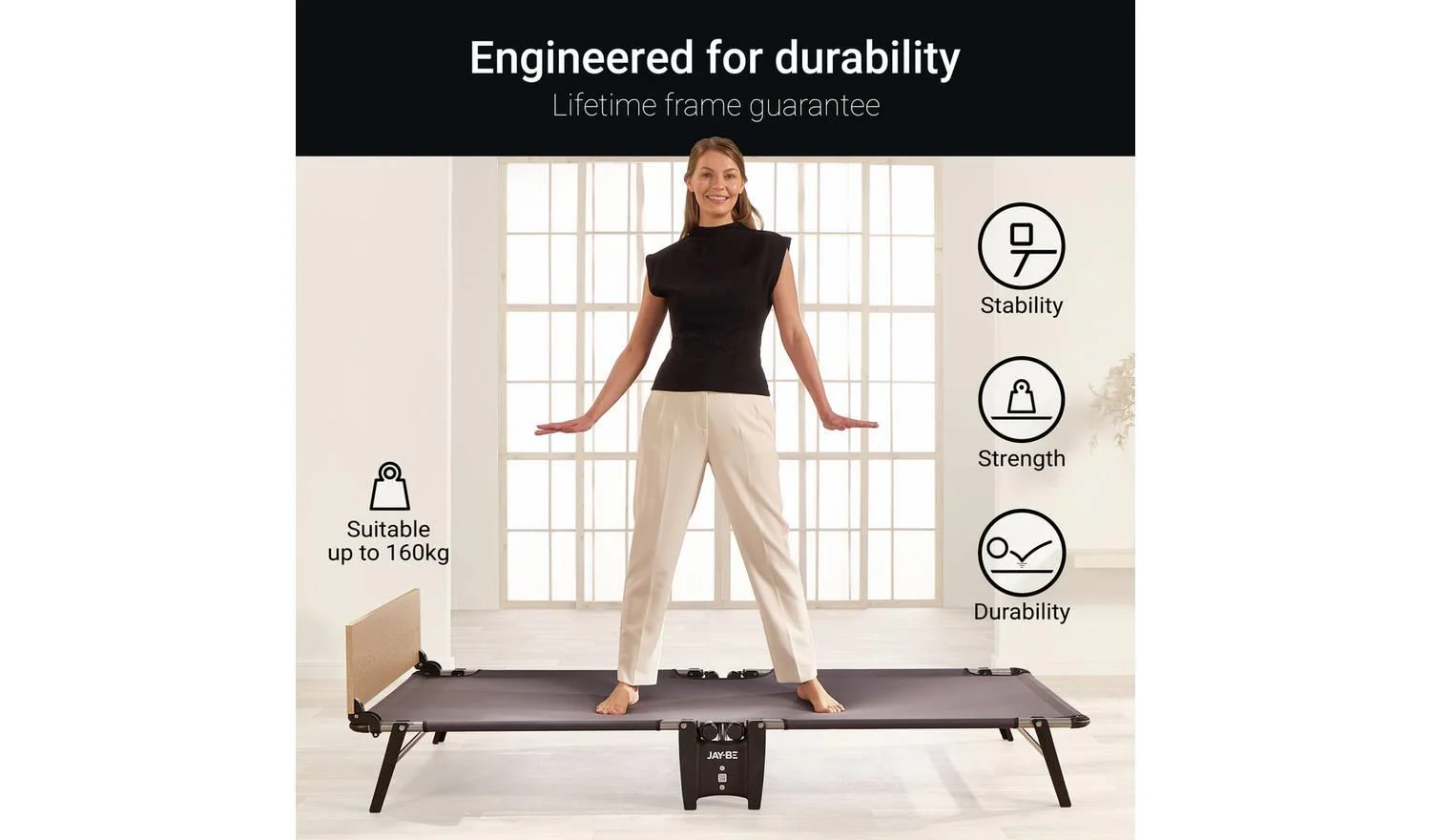 Jay-Be Quick Compact Folding Bed with Mattress Single UK - Image 5
