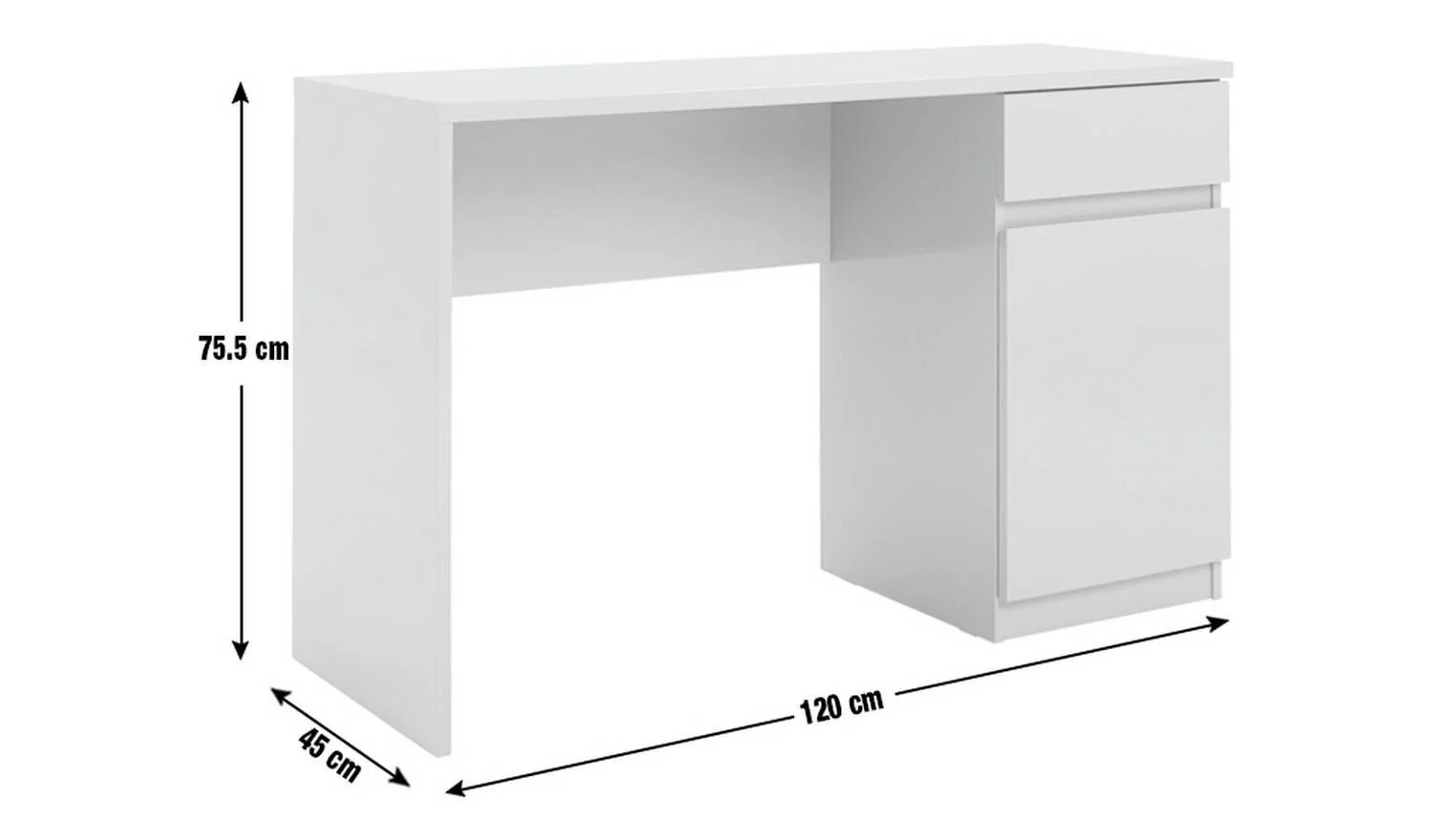 Jenson 1 Drawer Office Desk White Gloss Modern Home Office Furniture - Image 9