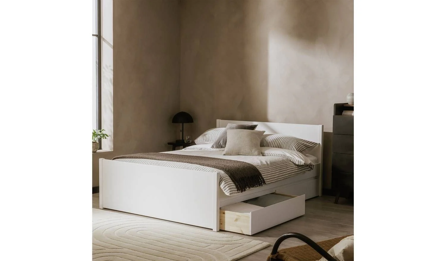 Jenson 2 Drawer Small Double Storage Bed Frame White Stylish Bedroom Furniture - Image 3