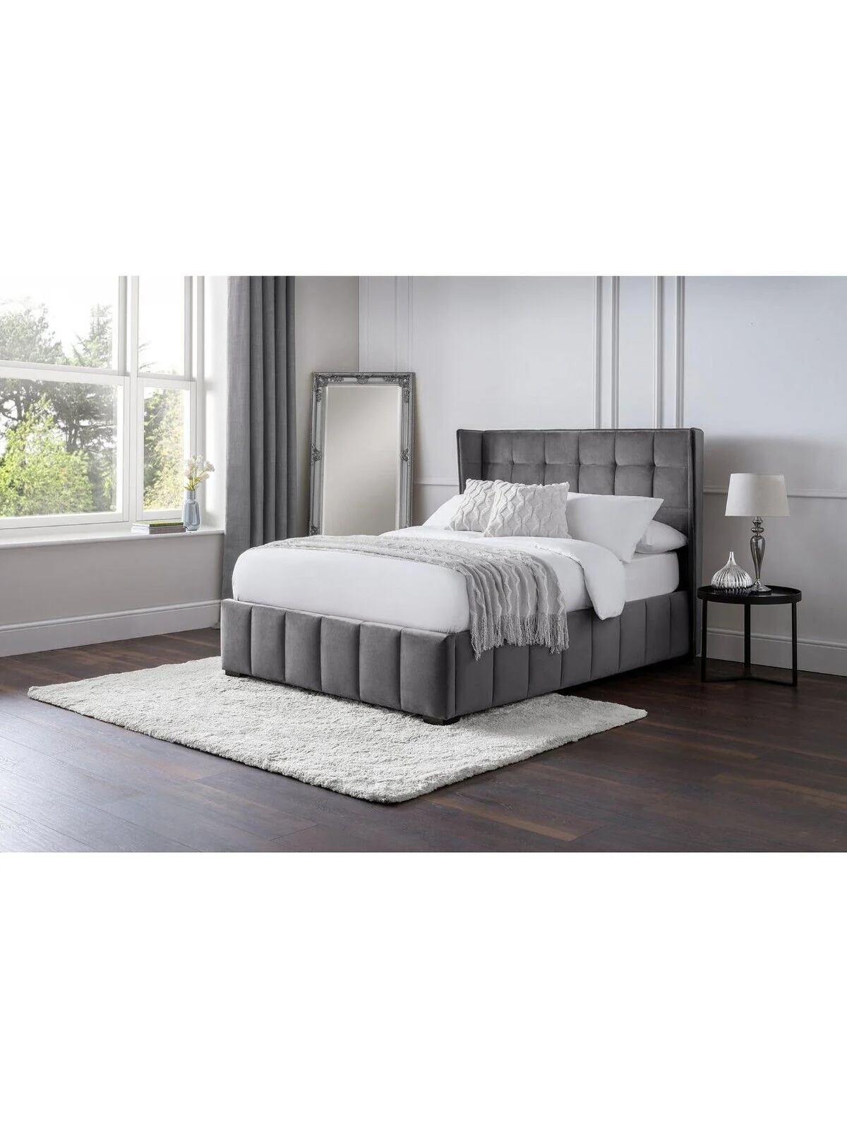 Julian Bowen Gatsby Fabric King Bed Grey Elegant Comfortable Bedroom Furniture