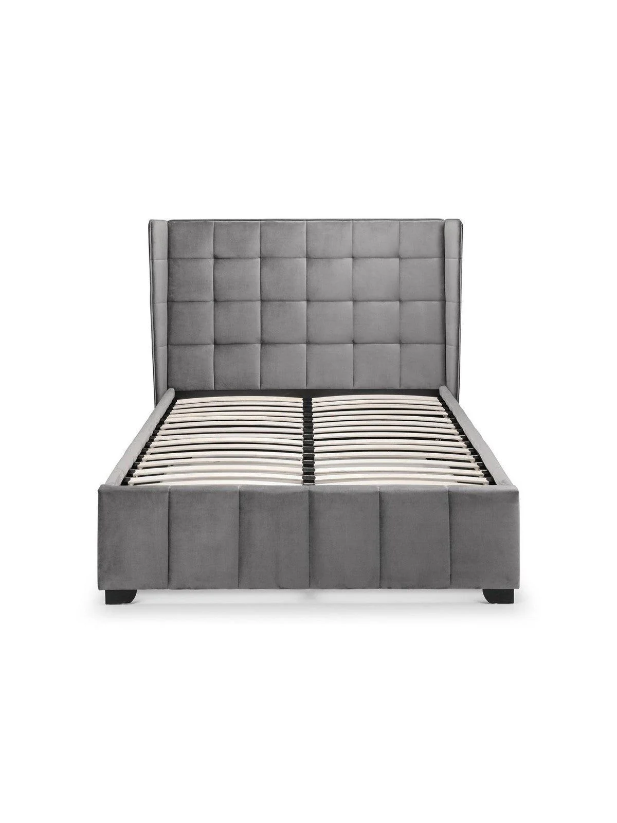Julian Bowen Gatsby Ottoman Double Bed Grey | Velvet Wing Headboard Sprung Slats - Image 7