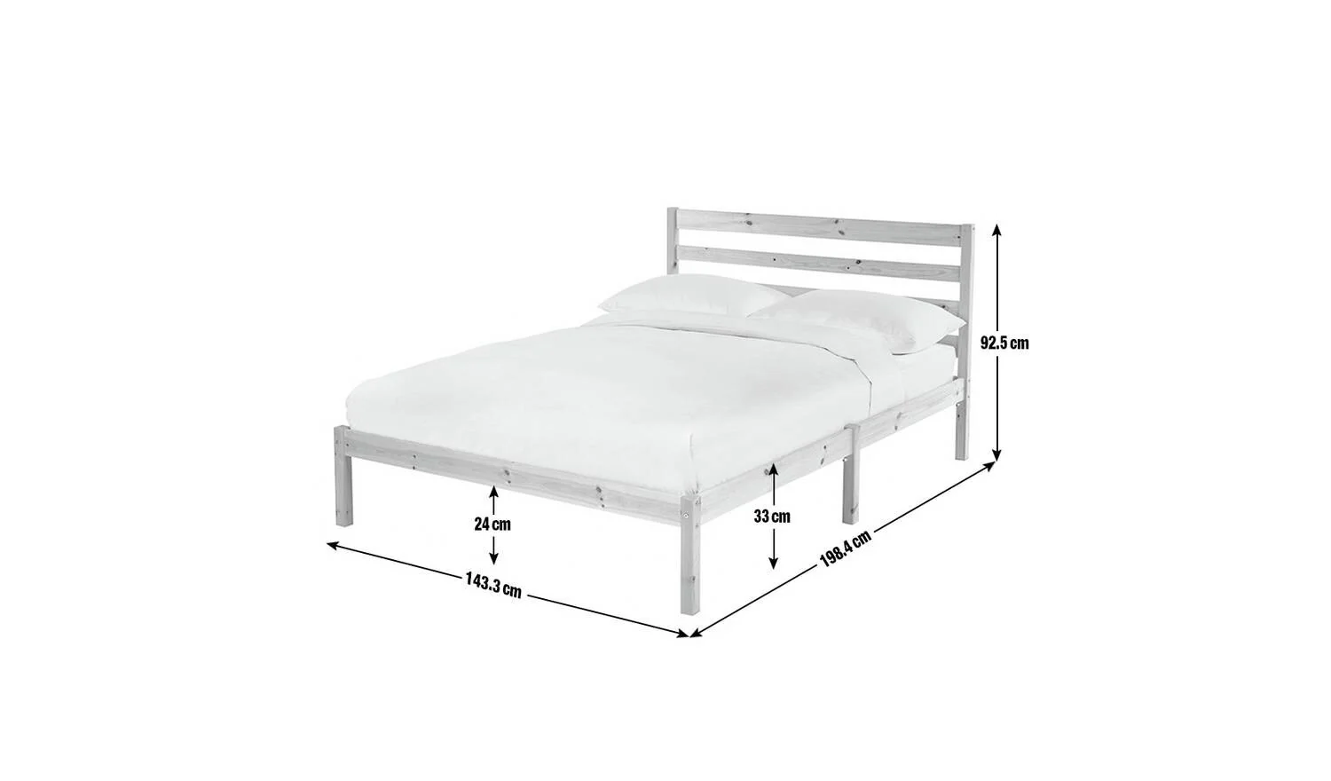 Kaycie Double Wooden Bed Frame Pine Modern Scandinavian Bedroom - Image 2